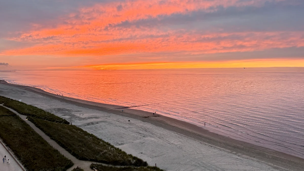 Sunset on the terrace over the North Sea
